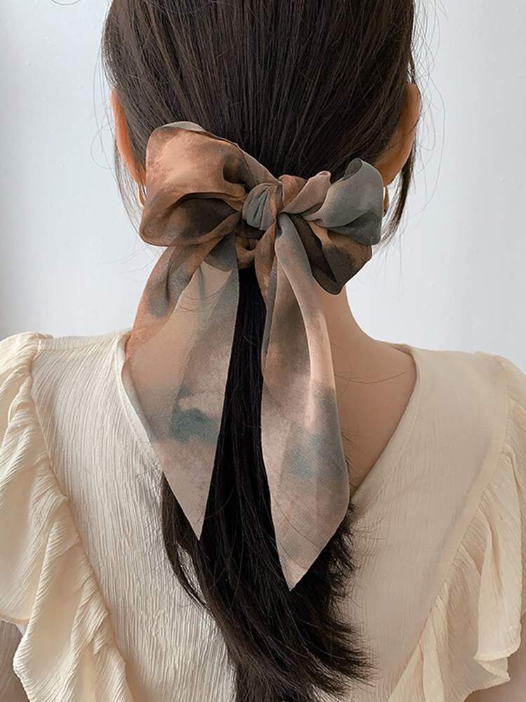 优雅扎染丝巾发圈，可扎马尾辫 - 彩色 - 查看 3