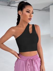 Easithlete Áo Tees & Tanks  Thể thao Nữ Cắt ra màu trơn - màu đen - Xem 4