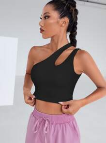 Easithlete Áo Tees & Tanks  Thể thao Nữ Cắt ra màu trơn - màu đen - Xem 5