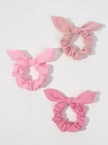 6pcs Solid Bow Decor Scrunchie Cute,Pink Accessories Hair Ties Ponytail Holders Hair Elastics Hair Rubber Bands Scrunchies Hair Rope Elastic Hair Tie, Hair Bobbles Head Accessories - Pink - View 2