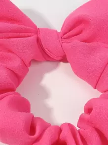 6pcs Solid Bow Decor Scrunchie Cute,Pink Accessories Hair Ties Ponytail Holders Hair Elastics Hair Rubber Bands Scrunchies Hair Rope Elastic Hair Tie, Hair Bobbles Head Accessories - Pink - View 3