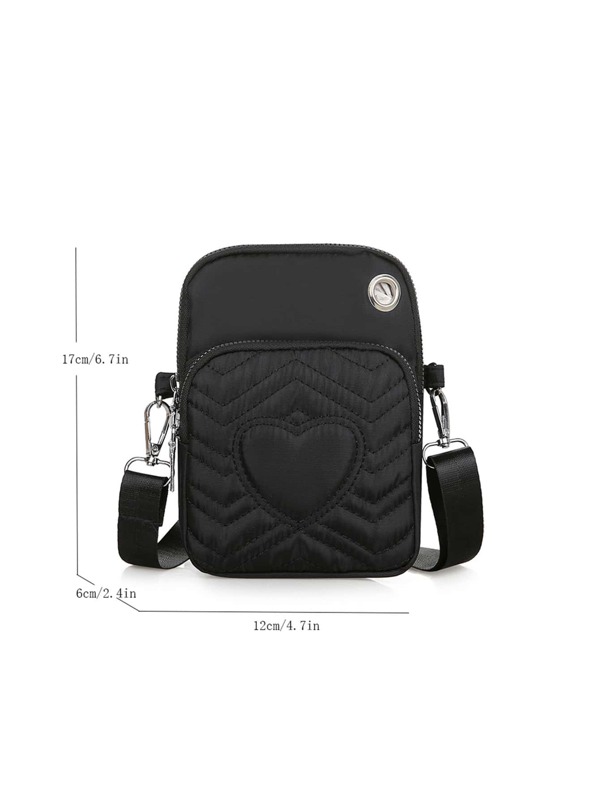 Mini Heart Quilted Square Bag Purse Wallet Pouch Shoulder Bag Cellphone