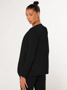 SHEIN Privé Open Front Jacket & Leggings - Black - View 2