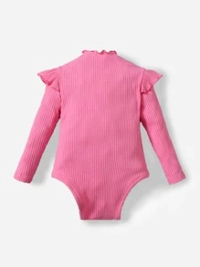 SHEIN Baby Ruffle Trim Rib-knit Bodysuit
