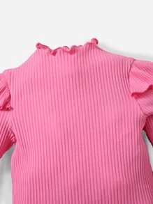 SHEIN Baby Ruffle Trim Rib-knit Bodysuit