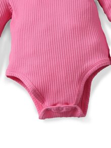 SHEIN Baby Ruffle Trim Rib-knit Bodysuit