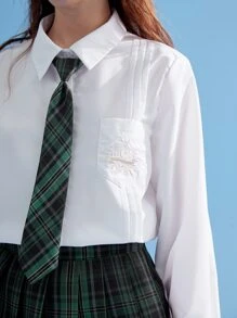 ROMWE J-Fashion Badge Embroidery Shirt - White - View 4