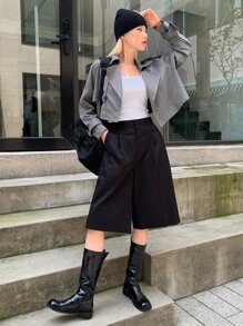 DAZY Epaulettes Design Raglan Sleeve Trench Coat - Grey - View 6