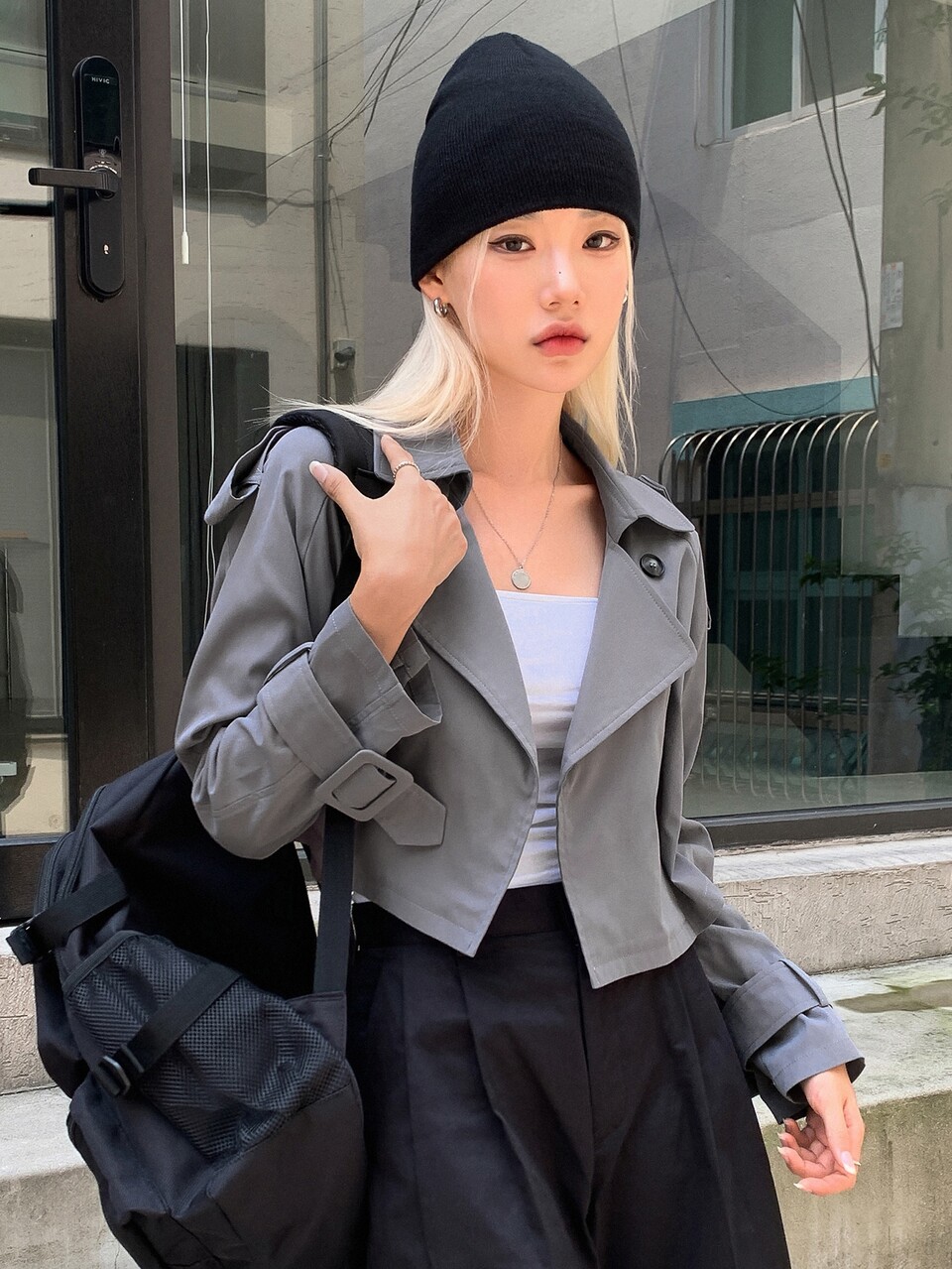 Epaulettes Design Raglan Sleeve Trench Coat