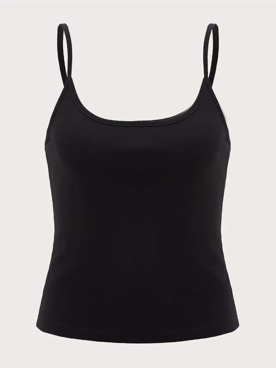 RueChic Solid Cami Top - Black - View 1