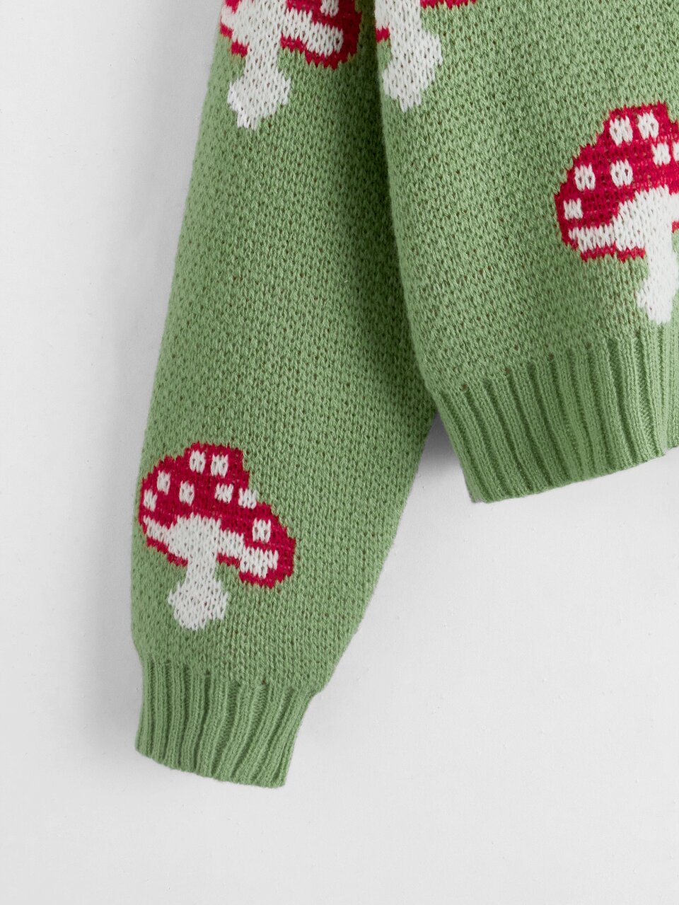 Tween Girl Mushroom Pattern Drop Shoulder Cardigan Autumn Fall