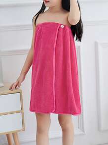 1pc Kids Solid Bath Wrap Towel - Hot Pink - View 1