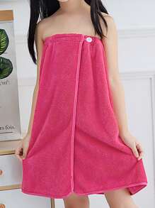 1pc Kids Solid Bath Wrap Towel - Hot Pink - View 3