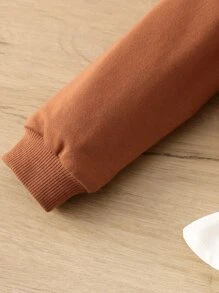 SHEIN Baby Girl 2 In 1 Sweatshirt Without Bag,In Fall/Winter - Brown - View 4