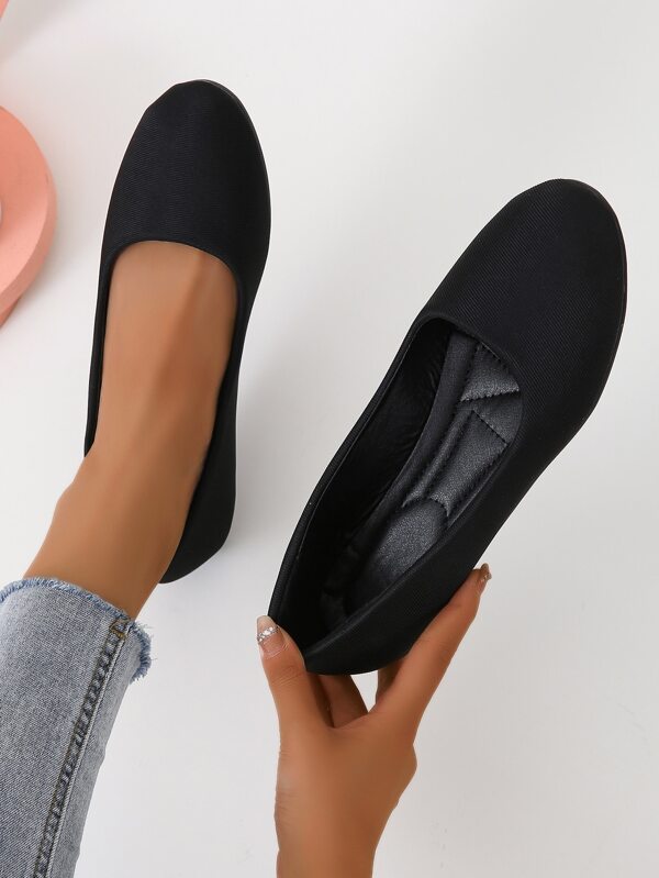 Canvas SlipOn Ballet Flats, Ballet Flats Elegant Black Solid Color