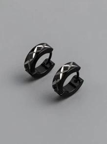 Fashionable and Popular Men Textured Hoop Earrings Stainless Steel for Vacation and for a Stylish Look