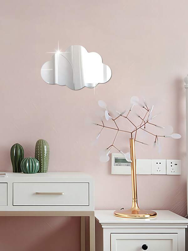 1pc Self Adhesive Plastic Mirror Wall Sticker,Creative Cloud Shaped
