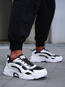 Giày thể thao nam Khối Màu Ren lên - Đen và trắng - Xem 1