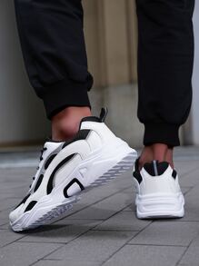 Giày thể thao nam Khối Màu Ren lên - Đen và trắng - Xem 2