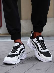 Giày thể thao nam Khối Màu Ren lên - Đen và trắng - Xem 3