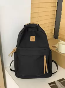 極簡風格字母貼布功能背包 - 黑色 - 查看 1