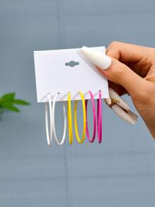 3對極簡風格圓耳環 - 彩色 - 查看 1