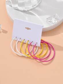 3對極簡風格圓耳環 - 彩色 - 查看 5