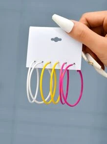 3對極簡風格圓耳環 - 彩色 - 查看 3