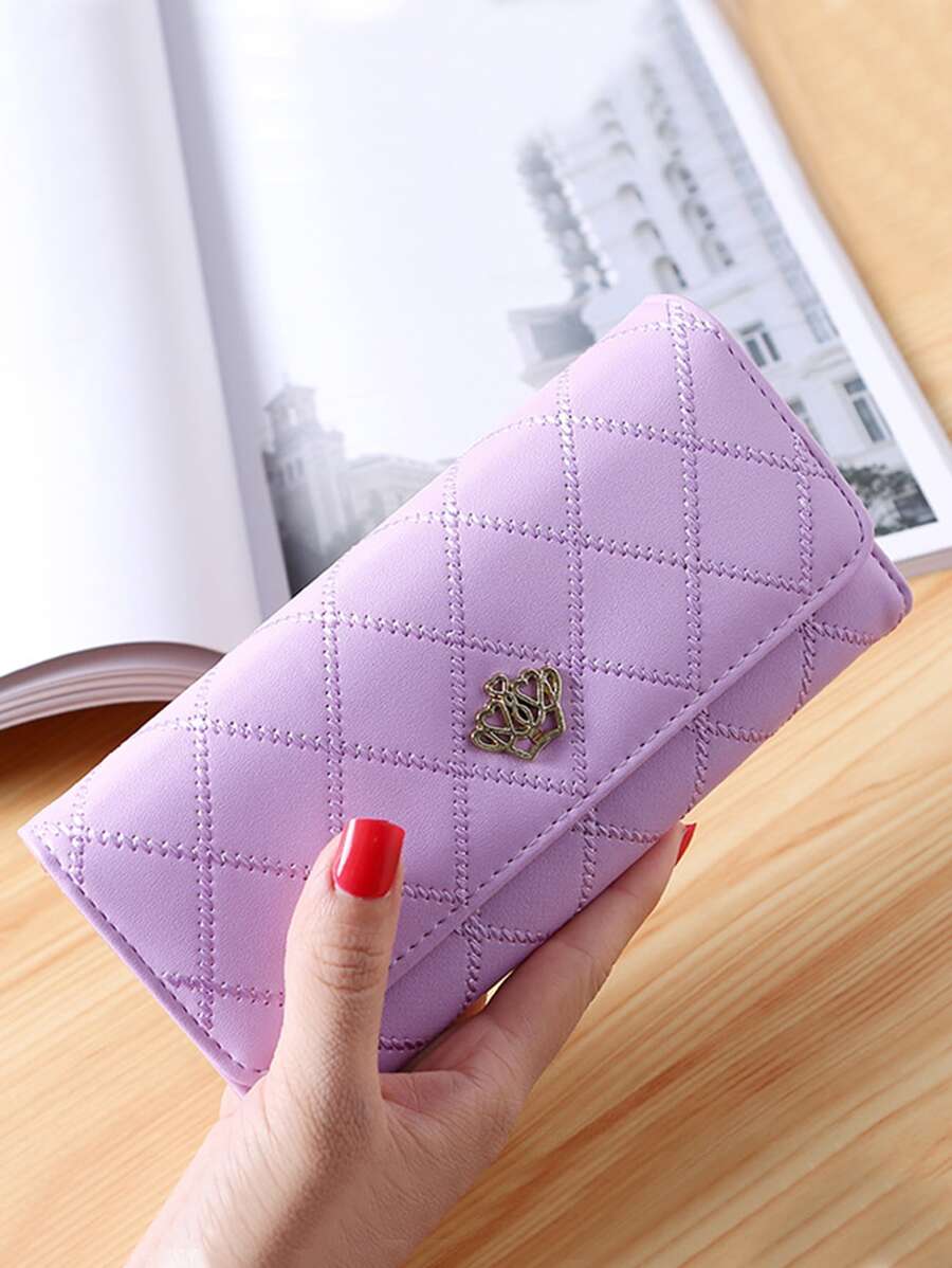 Ví dài có họa tiết khâu trang trí vương miện Bìa sổ séc Nhẹ, Hiện đại, Thẻ tín dụng doanh nghiệp, Thẻ căn cước, Tiền, Tiền mặt Trang phục công sở giản dị Ngày nhà giáo, Quà tặng cho giáo viên, Công việc, Kinh doanh, Đi làm, Du lịch, Ngày lễ, Văn phòng, Kỳ nghỉ, Kỷ niệm, Cho cặp đôi, Làm quà tặng sinh nhật, Ngày lễ tình nhân, Làm quà tặng cho phụ nữ, Cho phụ nữ, Nhân viên văn phòng, Quà tặng cho phụ nữ - Màu tím hoa cà - Xem 1