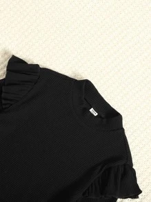 SHEIN Teen Girls Floral print Ruffle Trim Dress - Black - View 3