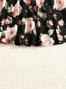 SHEIN Teen Girls Floral print Ruffle Trim Dress - Black - View 4