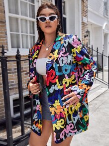 SHEIN EZwear Áo vest Plus size Lá thư Tất cả trên in Giải trí - Nhiều màu - Xem 4