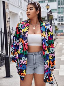SHEIN EZwear Áo vest Plus size Lá thư Tất cả trên in Giải trí - Nhiều màu - Xem 5