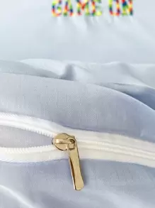 Gamepad & Letter Embroidery Duvet Cover Set Without Filler - Blue - View 7