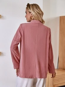 雙排釦燈芯絨西裝外套 - 藕粉色 - 查看 2