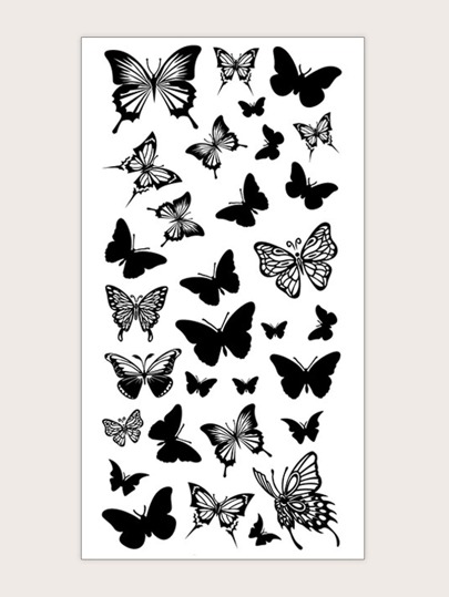 CAT QUEEN ART 1sheet Butterfly Print Tattoo Sticker,Sketch Style