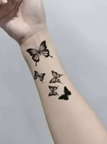 STARTTOOS 1sheet Butterfly Print Tattoo Sticker - Black - View 4