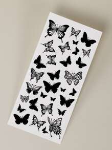 STARTTOOS 1sheet Butterfly Print Tattoo Sticker - Black - View 6