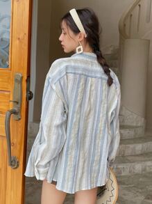 DAZY Striped Drop Shoulder Shirt - Multicolor - View 2