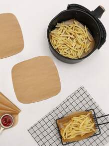 100 piezas Papel para hornear doble lado freidora horneando - Caqui - Ver 1