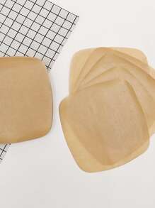 100 piezas Papel para hornear doble lado freidora horneando - Caqui - Ver 2