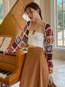 DAZY Geo Crochet Shrug Cardigan Boho - Multicolor - View 6