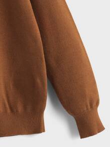 Boys Solid Polo Neck Jumper - Brown - View 4