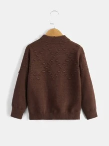 Toddler Girls Floral Embroidery Mock Neck Jumper - Chocolate Brown - View 2