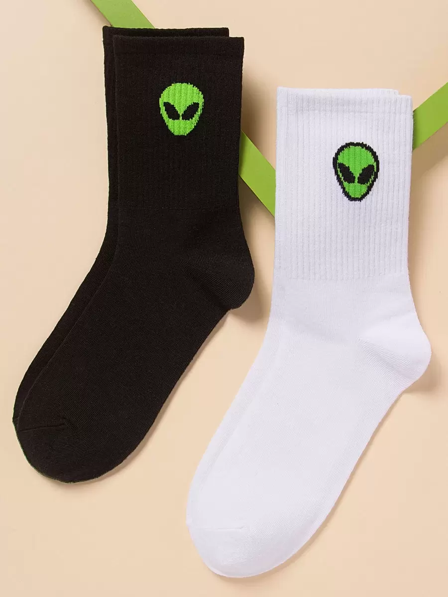 Hombres 2 pares Calcetines de tripulación con extraterrestre