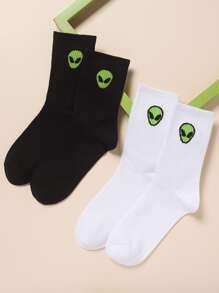 Hombres 2 pares Calcetines de tripulación con extraterrestre