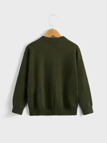 Boys Drop Shoulder Cardigan - Army Green - View 2