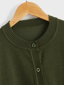 Boys Drop Shoulder Cardigan - Army Green - View 3