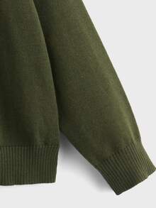 Boys Drop Shoulder Cardigan - Army Green - View 4