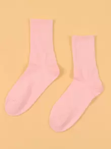 Solid Crew Socks, Fall Socks - Pink - View 2